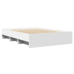 Vidaxl Posteljni okvir bel 140x190 cm inženirski les