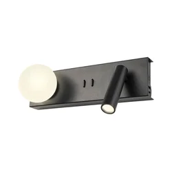 Redo 01-4663 - LED zidno svetlo NORMA, LED/5W/230V + LED/3W, CRI 90, USB, crna