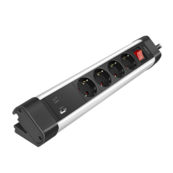Logilink produžni kabl 4 mesta, 1 x USB A, 1 x USB C, prekidač, stalak, 1.5m, aluminium
