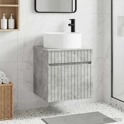 Umivaonik s policom za zid Betonska siva 49 x 44,5 x 65,5 cm
