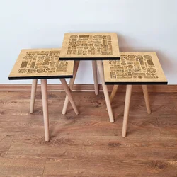Hanah Home Set klub stočića 3Shp40, 3 komada, Šarena