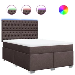 Vidaxl Box spring postelja z vzmetnico temno rjav 140x190 cm blago