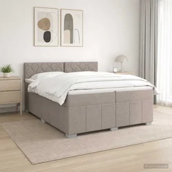 Vidaxl Postelja boxspring z vzmetnico Taupe 200 x 200 cm Blago