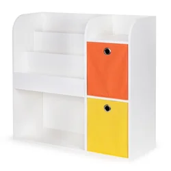 ECO TOYS Drvena dečija polica organizer sa policama 02A, Bela