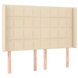 Vidaxl Vzglavje z ušesi krem 147x16x118/128 cm blago