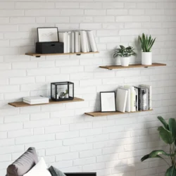 Police za knjige 4 pcs Smeđa 80 x 20 x 1,5 cm Konstruirano drvo
