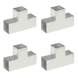 Spojnici za stupove u T-obliku 4 kom pocinčani metal 101x101 mm
