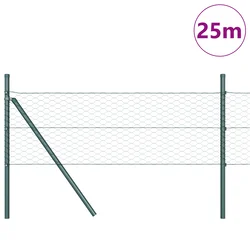 vidaXL Heksagonalna Ograja Zelena 0.8x25 m Jeklo