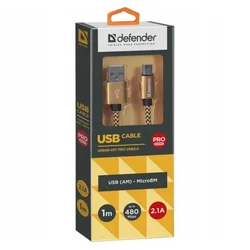 USB micro kabl Defender USB08-03T USB 20.0 Gold 1m 2.1A