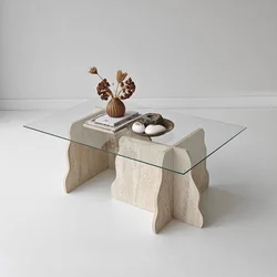 HANAH HOME Sto za dnevnu sobu Canyon Travertine Transparent
