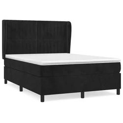 Vidaxl Box spring postelja z vzmetnico črna 140x200 cm žamet