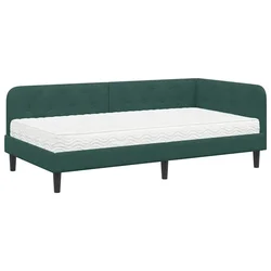 Vidaxl Kotna postelja Temno zelena 100 x 200 cm Žamet