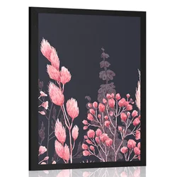 Plakat različna trava v rožnati barvi - 30x45 silver