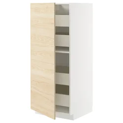 METOD / MAXIMERA Visoki element s fiokama, bela/Askersund im. svetlog jasena, 60x60x140 cm