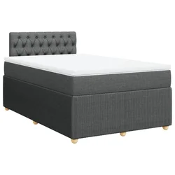 Vidaxl Box spring postelja z vzmetnico temno siva 120x200 cm blago