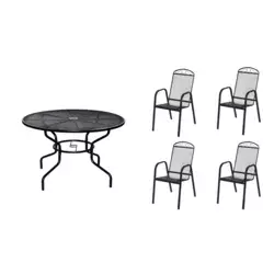 eoshop Kovinski vrtni set Eoshop 44: miza + 4 zložljivi stoli, stohljivi