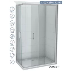 CONCEPT Tuš kabina Element, Providno staklo 6mm, Srebrni ram, 80x110x195cm