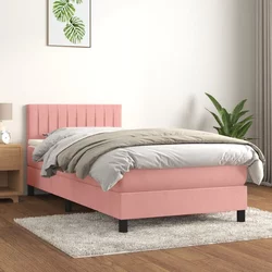 Vidaxl Box spring postelja z vzmetnico roza 90x190 cm žamet