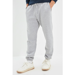 Trendyol Gray Regular/Normal Cut Sweatpants with Elastic Waistband and Fleece Inside