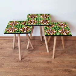 Hanah Home Set klub stočića 3Shp142, 3 komada, Šarena