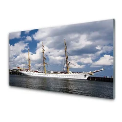 tulup.si Steklena slika Boat vode landscape 125x50 cm 2 obešalnika