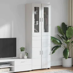 Highboard s policom FLORIN Visoki sjaj bijela 60 x 35 x 182 cm