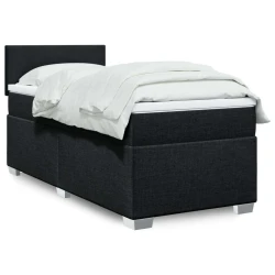 Vidaxl Box spring postelja z vzmetnico črn 90x190 cm blago