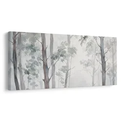 Slika nežna gozdna meglica med drevesi - 120x60