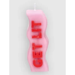 Blue Tomato Word Candle red letters