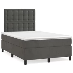 vidaXL Box spring postelja z vzmetnico LED temno siva 120x190 cm žamet
