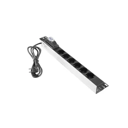Mirsan MR.PRZ6S.SC 220V razvodni PDU panel 19/1U sa 6 utičnih mesta,kabl 2.5m