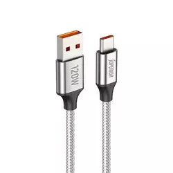 SUPERIOR USB data kabal SU-K100, Pleteni , Fast, 120W, 6A, Type C, 1m, Srebrni