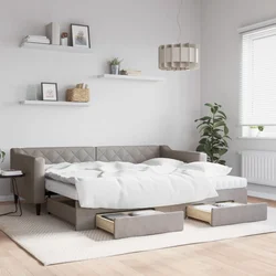 shumee Izvlečna dnevna postelja s predali taupe 90x200 cm blago