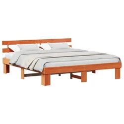 Vidaxl Konstrukcija postelje z vzglavjem Voskast rjav 180 x 200 cm