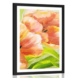 Plakat s paspartujem rdeči tulipani v vintage varianti - 40x60 white
