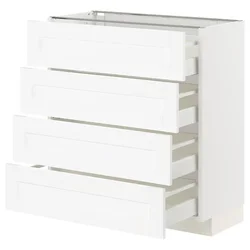 METOD / MAXIMERA Podni element 4 fronta/4 fioke, bela Enköping/bela im. drveta, 80x37 cm