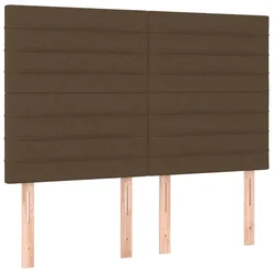 Vidaxl Vzglavje postelje temno rjavo 144x5x118/128 cm blago