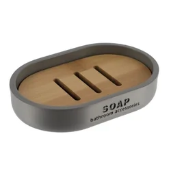 Posuda za sapun poliresin siva/bambus tendance