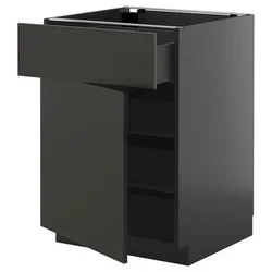 METOD / KNIVSHULT Podni element s fiokom/vratima, Crnosiva/Nickebo boja antracita, mat, 60x60 cm