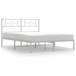 Vidaxl Kovinski posteljni okvir z vzglavjem bel 135x190 cm