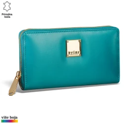 Princ Leather Ženski kožni novčanik Zip Luxury, Tirkizni