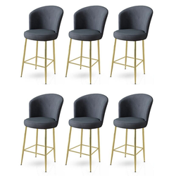 Hanah Home Set barskih stolica Alte, 6 komada, Antracit-zlatni