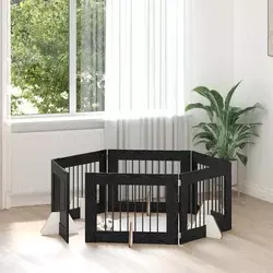 Vrata za pse s postoljem 6 pcs Crni hrast 80 x 60 cm