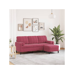 Trosjed s tabureom crvena boja vina 180 cm baršunasti