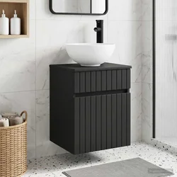 Umivaonik s policom za zid Crna 39 x 41 x 64,5 cm