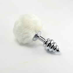 Lovetoy – Kovinski butt plug s repom - Bela