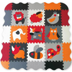 Baby Great - Puzzle Pjena puzzle Životinje siva i crvena XS s rubovima od 9 komada dijelova