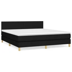 shumee Box spring postelja z vzmetnico črna 160x200 cm blago
