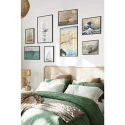 WallXpert set od 8 uramljenih slika Çgs-015, vintage morski motivi – jedrenjaci, Veliki talas, galebovi i olujno more, crni ram