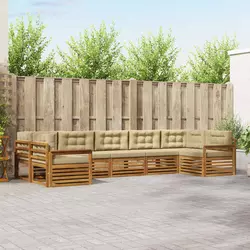 Set vanjskih sofa s jastukom 7 pcs Prirodna i bež
